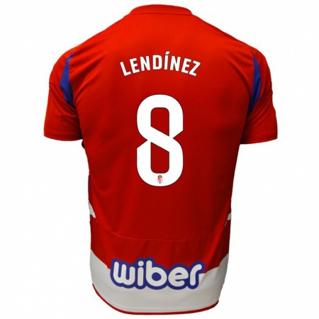 Kandiny Gyermek Juanma Lendínez #8 Piros Fehér Kék Hazai Jersey 2024/25 Mez Póló Ing