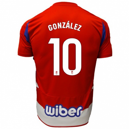 Kandiny Gyermek Mario González #10 Piros Fehér Kék Hazai Jersey 2024/25 Mez Póló Ing