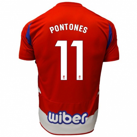 Kandiny Gyermek Juan Carlos Pontones #11 Piros Fehér Kék Hazai Jersey 2024/25 Mez Póló Ing