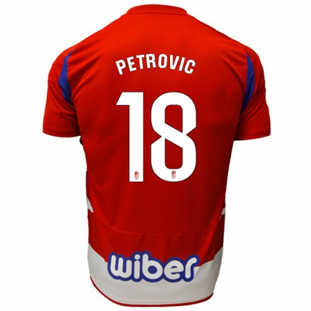 Kandiny Gyermek Njegos Petrovic #18 Piros Fehér Kék Hazai Jersey 2024/25 Mez Póló Ing