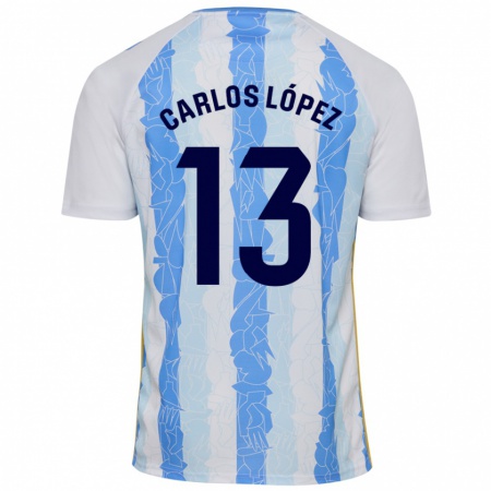 Kandiny Gyermek Carlos López #13 Fehér Kék Hazai Jersey 2024/25 Mez Póló Ing