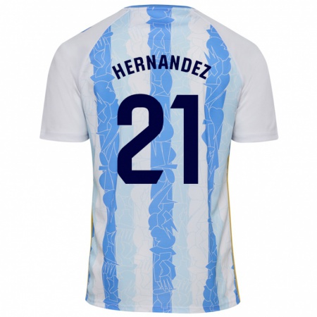 Kandiny Gyermek Juan Hernández #21 Fehér Kék Hazai Jersey 2024/25 Mez Póló Ing