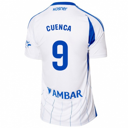 Kandiny Gyermek Marcos Cuenca #9 Piros Fehér Hazai Jersey 2024/25 Mez Póló Ing