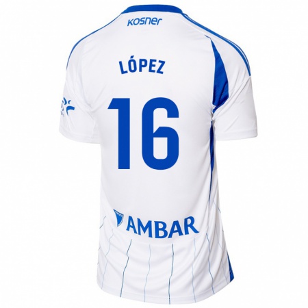 Kandiny Gyermek Juan López #16 Piros Fehér Hazai Jersey 2024/25 Mez Póló Ing