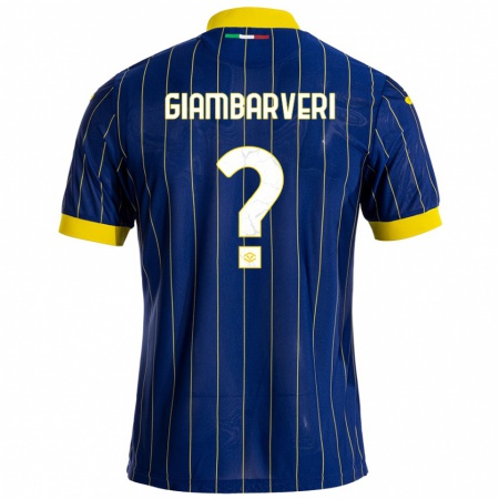 Kandiny Gyermek Mattia Giambarveri #0 Kék Sárga Hazai Jersey 2024/25 Mez Póló Ing