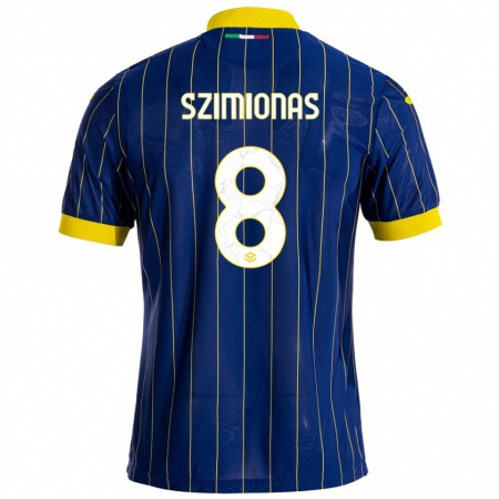 Kandiny Gyermek Luca Szimionaș #8 Kék Sárga Hazai Jersey 2024/25 Mez Póló Ing