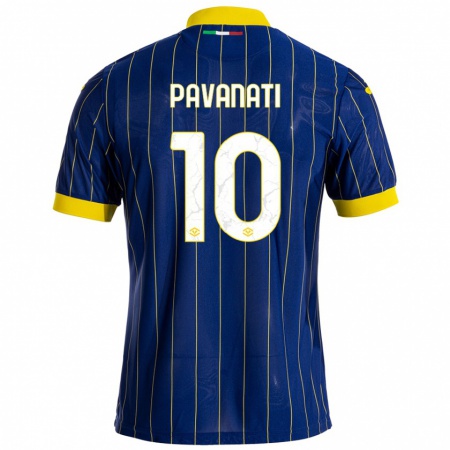 Kandiny Gyermek Alessandro Pavanati #10 Kék Sárga Hazai Jersey 2024/25 Mez Póló Ing