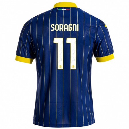 Kandiny Gyermek Alberto Soragni #11 Kék Sárga Hazai Jersey 2024/25 Mez Póló Ing