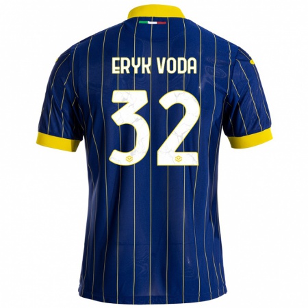 Kandiny Gyermek Andrei Eryk Voda #32 Kék Sárga Hazai Jersey 2024/25 Mez Póló Ing