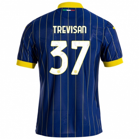 Kandiny Gyermek Michael Trevisan #37 Kék Sárga Hazai Jersey 2024/25 Mez Póló Ing