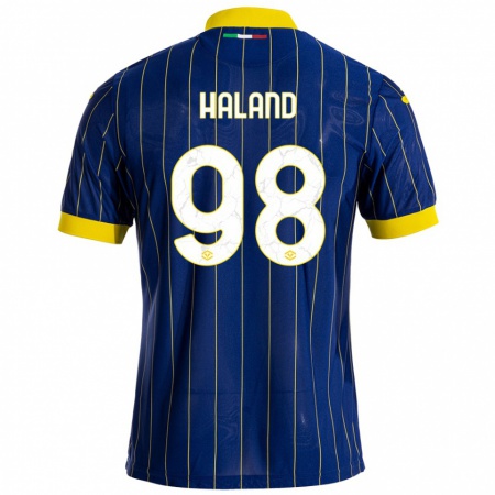 Kandiny Gyermek Benedicte Iversen Håland #98 Kék Sárga Hazai Jersey 2024/25 Mez Póló Ing