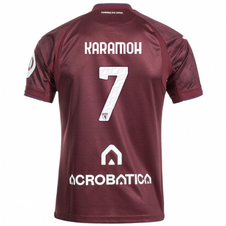 Kandiny Gyermek Yann Karamoh #7 Barna Fehér Hazai Jersey 2024/25 Mez Póló Ing