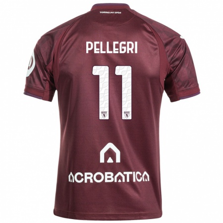 Kandiny Gyermek Pietro Pellegri #11 Barna Fehér Hazai Jersey 2024/25 Mez Póló Ing