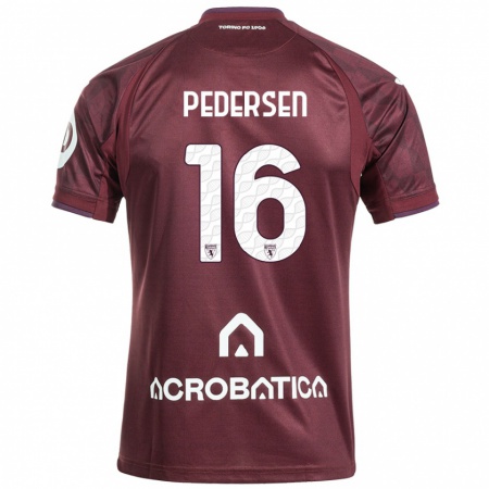 Kandiny Gyermek Marcus Pedersen #16 Barna Fehér Hazai Jersey 2024/25 Mez Póló Ing