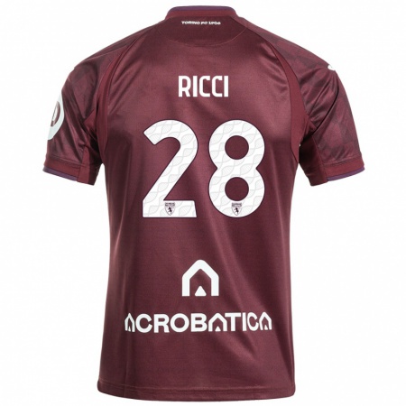 Kandiny Gyermek Samuele Ricci #28 Barna Fehér Hazai Jersey 2024/25 Mez Póló Ing