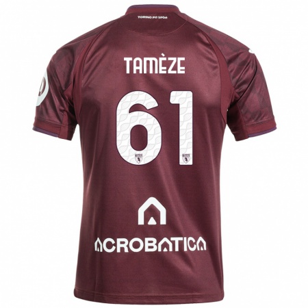 Kandiny Gyermek Adrien Tamèze #61 Barna Fehér Hazai Jersey 2024/25 Mez Póló Ing