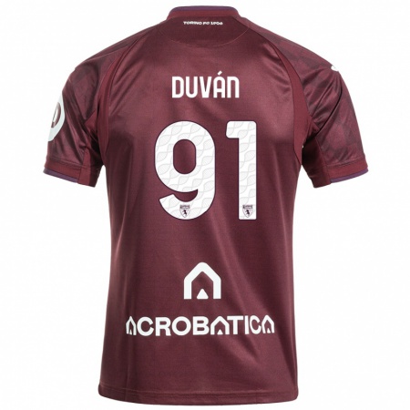 Kandiny Gyermek Duván Zapata #91 Barna Fehér Hazai Jersey 2024/25 Mez Póló Ing