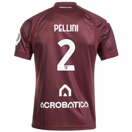 Kandiny Gyermek Mattia Pellini #2 Barna Fehér Hazai Jersey 2024/25 Mez Póló Ing