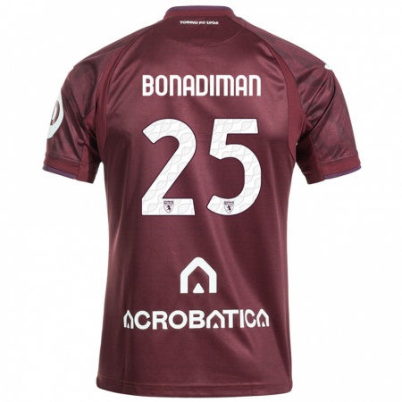 Kandiny Gyermek Matteo Bonadiman #25 Barna Fehér Hazai Jersey 2024/25 Mez Póló Ing