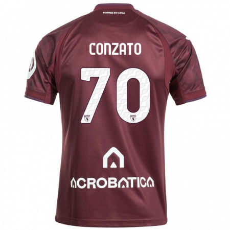 Kandiny Gyermek Filippo Conzato #70 Barna Fehér Hazai Jersey 2024/25 Mez Póló Ing