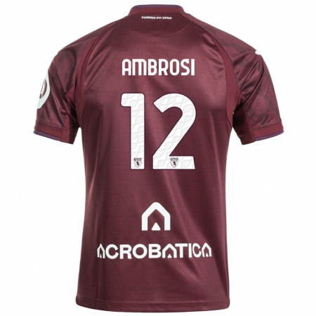 Kandiny Gyermek Martina Ambrosi #12 Barna Fehér Hazai Jersey 2024/25 Mez Póló Ing