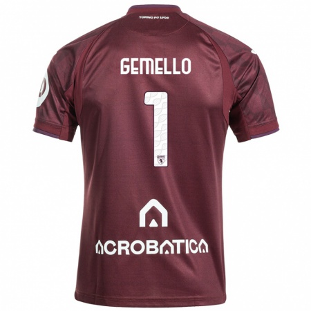 Kandiny Gyermek Luca Gemello #1 Barna Fehér Hazai Jersey 2024/25 Mez Póló Ing