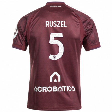 Kandiny Gyermek Marcel Ruszel #5 Barna Fehér Hazai Jersey 2024/25 Mez Póló Ing