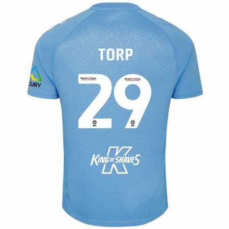 Kandiny Gyermek Victor Torp #29 Kék Fehér Hazai Jersey 2024/25 Mez Póló Ing