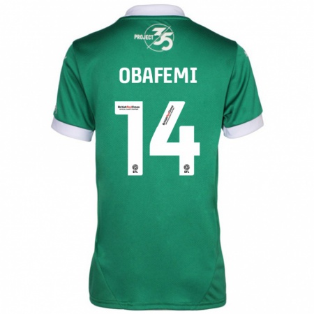 Kandiny Gyermek Michael Obafemi #14 Zöld Fehér Hazai Jersey 2024/25 Mez Póló Ing