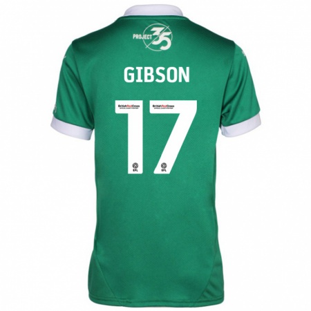 Kandiny Gyermek Lewis Gibson #17 Zöld Fehér Hazai Jersey 2024/25 Mez Póló Ing