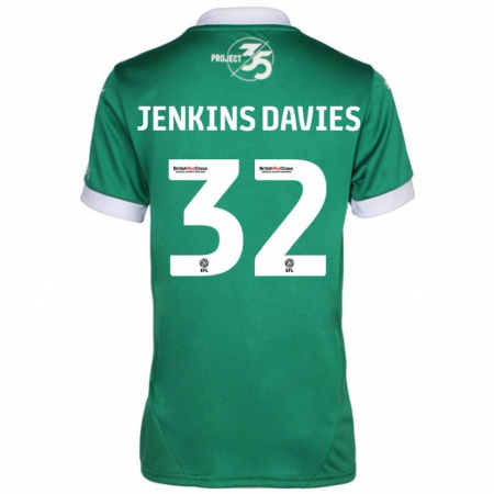 Kandiny Gyermek Will Jenkins-Davies #32 Zöld Fehér Hazai Jersey 2024/25 Mez Póló Ing