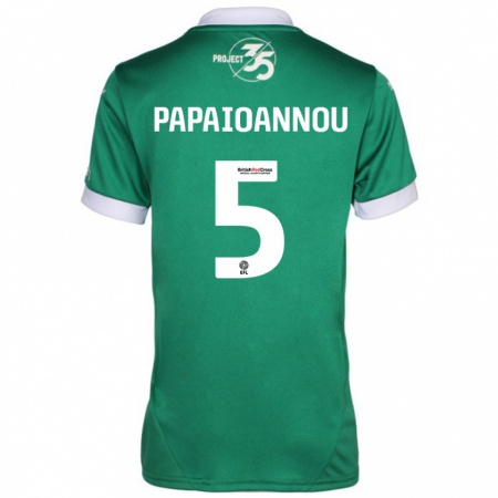 Kandiny Gyermek Panagiota Papaioannou #5 Zöld Fehér Hazai Jersey 2024/25 Mez Póló Ing