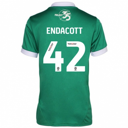 Kandiny Gyermek Jack Endacott #42 Zöld Fehér Hazai Jersey 2024/25 Mez Póló Ing