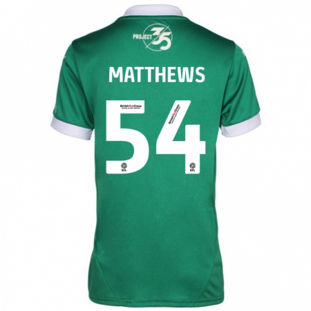 Kandiny Gyermek Jack Matthews #54 Zöld Fehér Hazai Jersey 2024/25 Mez Póló Ing