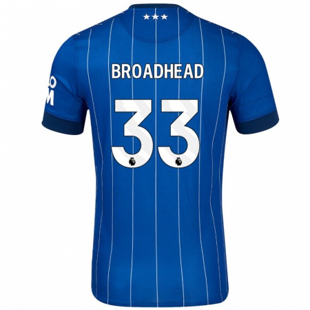 Kandiny Gyermek Nathan Broadhead #33 Sötétkék Hazai Jersey 2024/25 Mez Póló Ing