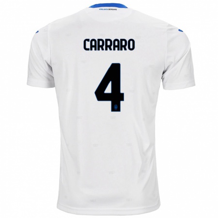 Kandiny Gyermek Marco Carraro #4 Fehér Idegenbeli Jersey 2024/25 Mez Póló Ing