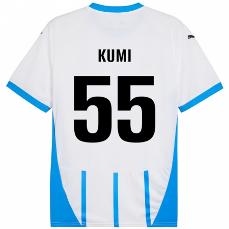 Kandiny Gyermek Justin Kumi #55 Fehér Kék Idegenbeli Jersey 2024/25 Mez Póló Ing