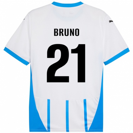 Kandiny Gyermek Kevin Bruno #21 Fehér Kék Idegenbeli Jersey 2024/25 Mez Póló Ing