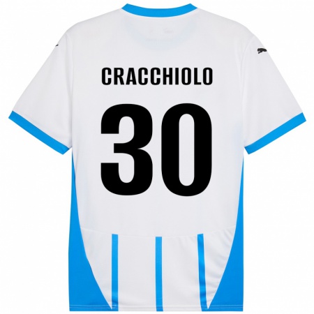 Kandiny Gyermek Leonardo Cracchiolo #30 Fehér Kék Idegenbeli Jersey 2024/25 Mez Póló Ing