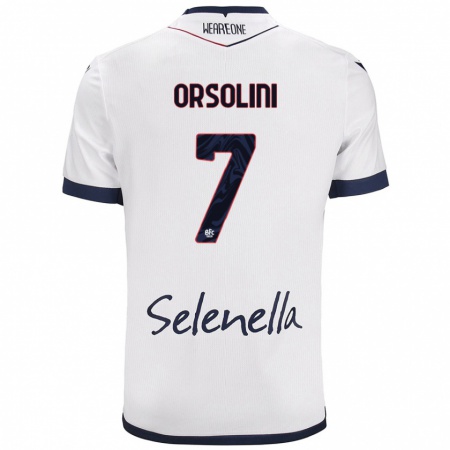 Kandiny Gyermek Riccardo Orsolini #7 Fehér Royal Blue Idegenbeli Jersey 2024/25 Mez Póló Ing