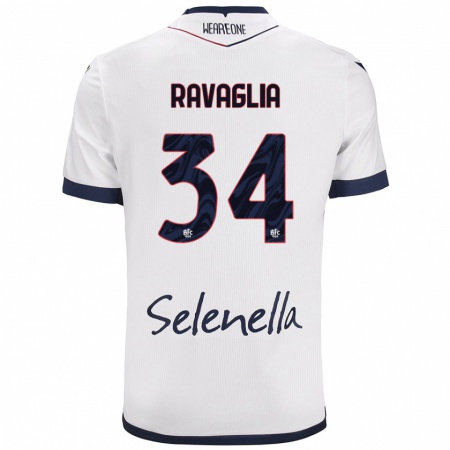 Kandiny Gyermek Federico Ravaglia #34 Fehér Royal Blue Idegenbeli Jersey 2024/25 Mez Póló Ing