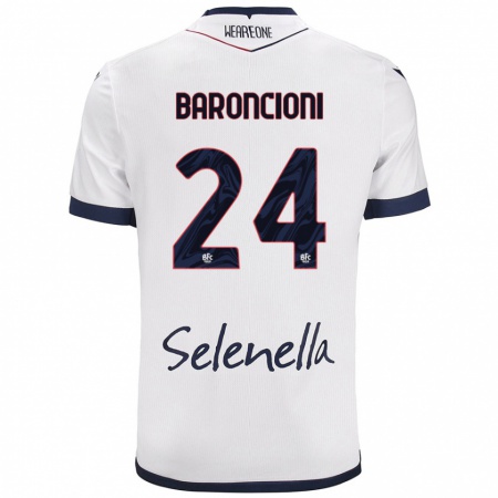 Kandiny Gyermek Davide Baroncioni #24 Fehér Royal Blue Idegenbeli Jersey 2024/25 Mez Póló Ing