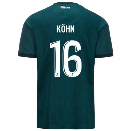 Kandiny Gyermek Philipp Köhn #16 Sötétzöld Idegenbeli Jersey 2024/25 Mez Póló Ing