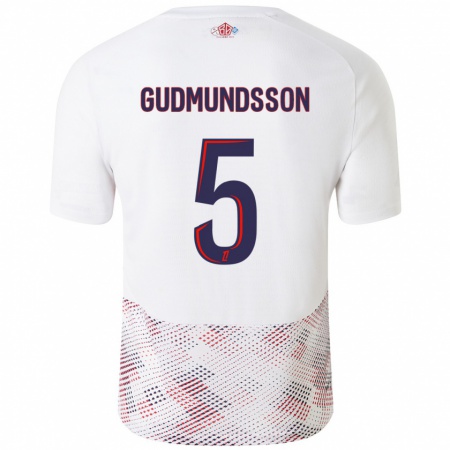 Kandiny Gyermek Gabriel Gudmundsson #5 Fehér Royal Blue Idegenbeli Jersey 2024/25 Mez Póló Ing