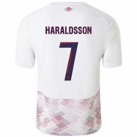 Kandiny Gyermek Hákon Arnar Haraldsson #7 Fehér Royal Blue Idegenbeli Jersey 2024/25 Mez Póló Ing