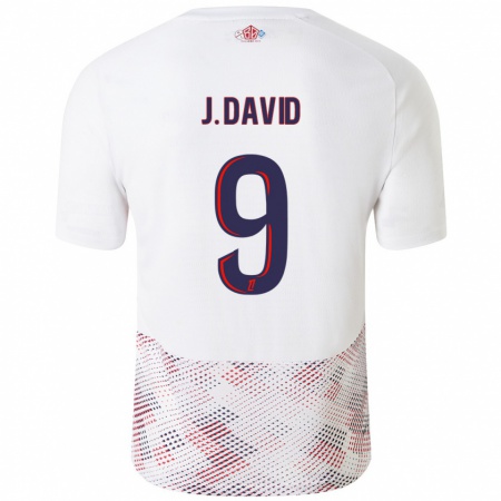 Kandiny Gyermek Jonathan David #9 Fehér Royal Blue Idegenbeli Jersey 2024/25 Mez Póló Ing