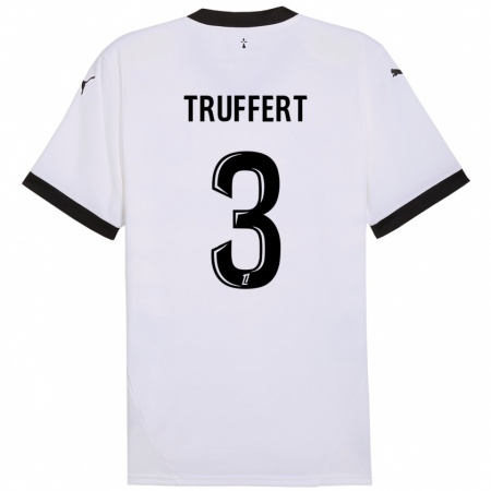 Kandiny Gyermek Adrien Truffert #3 Fehér Fekete Idegenbeli Jersey 2024/25 Mez Póló Ing