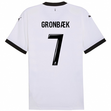 Kandiny Gyermek Albert Grønbaek #7 Fehér Fekete Idegenbeli Jersey 2024/25 Mez Póló Ing