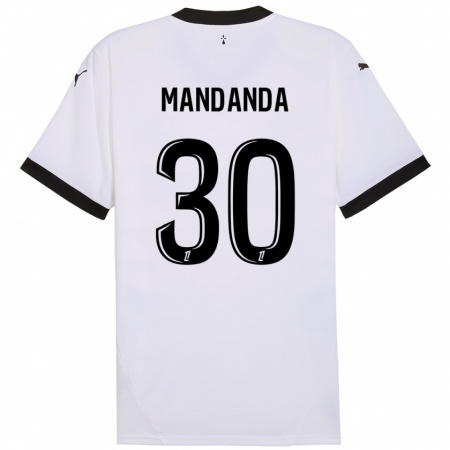 Kandiny Gyermek Steve Mandanda #30 Fehér Fekete Idegenbeli Jersey 2024/25 Mez Póló Ing