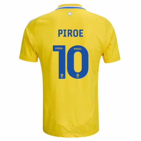 Kandiny Gyermek Joël Piroe #10 Sárga Kék Idegenbeli Jersey 2024/25 Mez Póló Ing